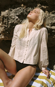 Louella Button Up Top - Cloud