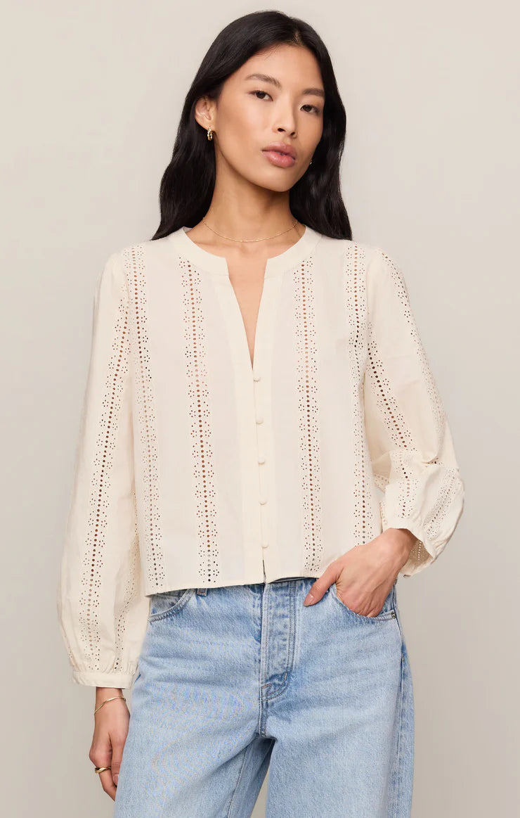 Louella Button Up Top - Cloud