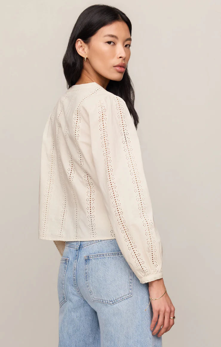 Louella Button Up Top - Cloud