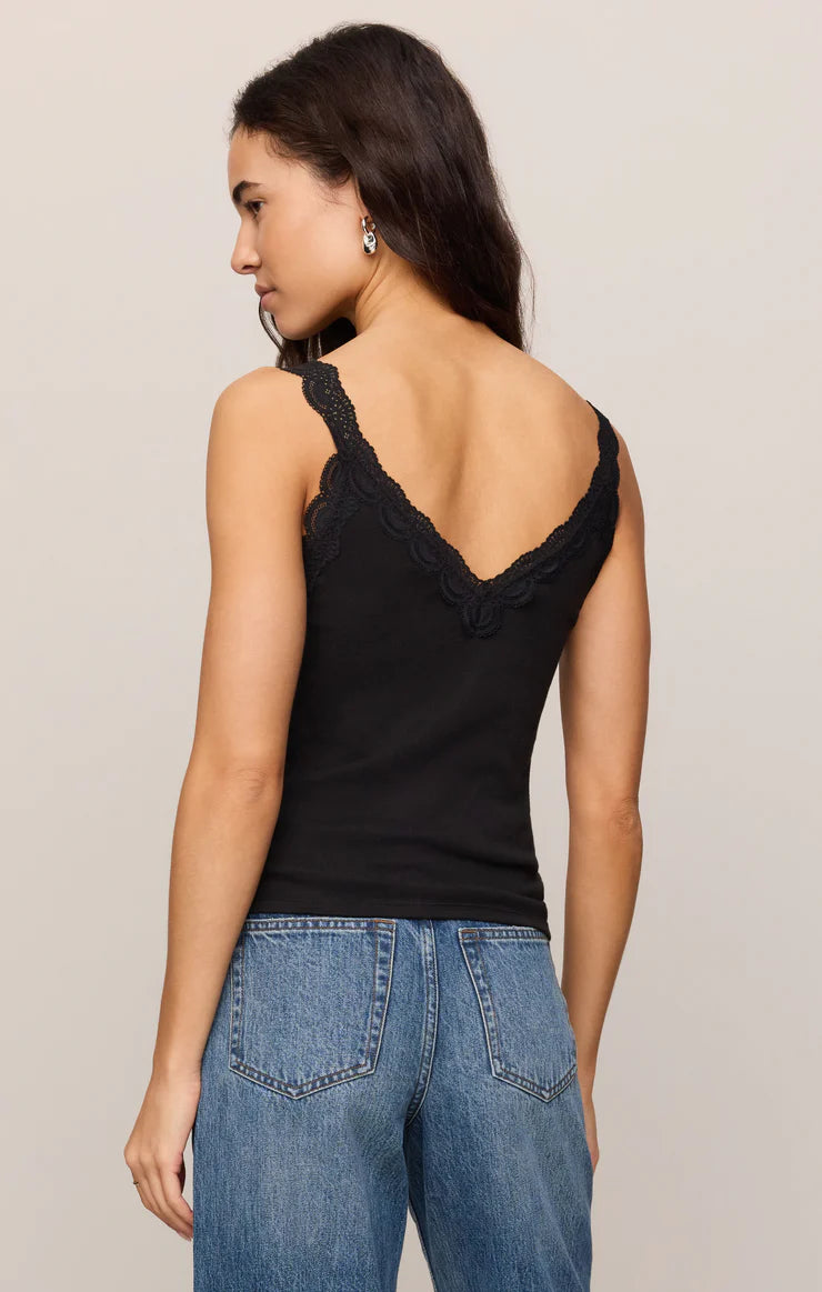 Eve Lace Tank - Black