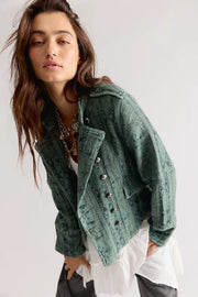 Lotty Jacquard Band Jacket - Steel Sea