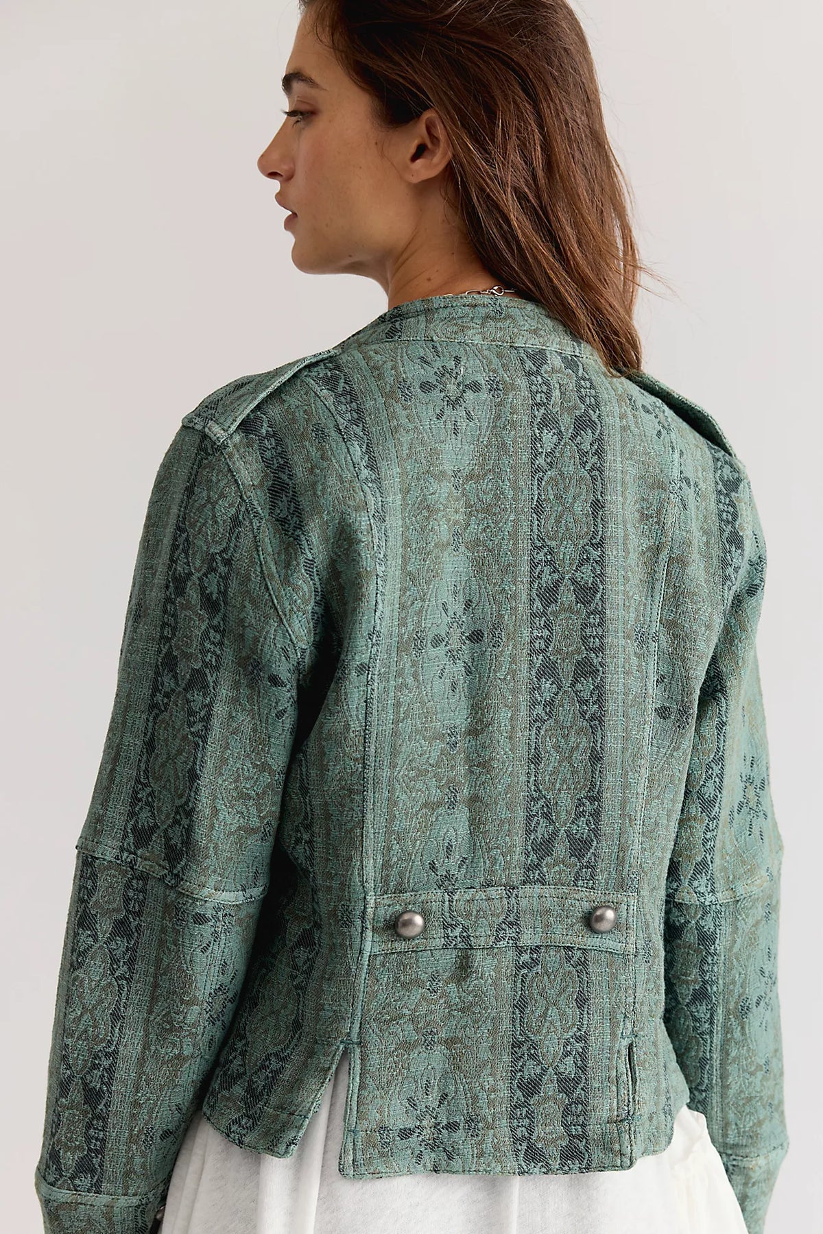 Lotty Jacquard Band Jacket - Steel Sea