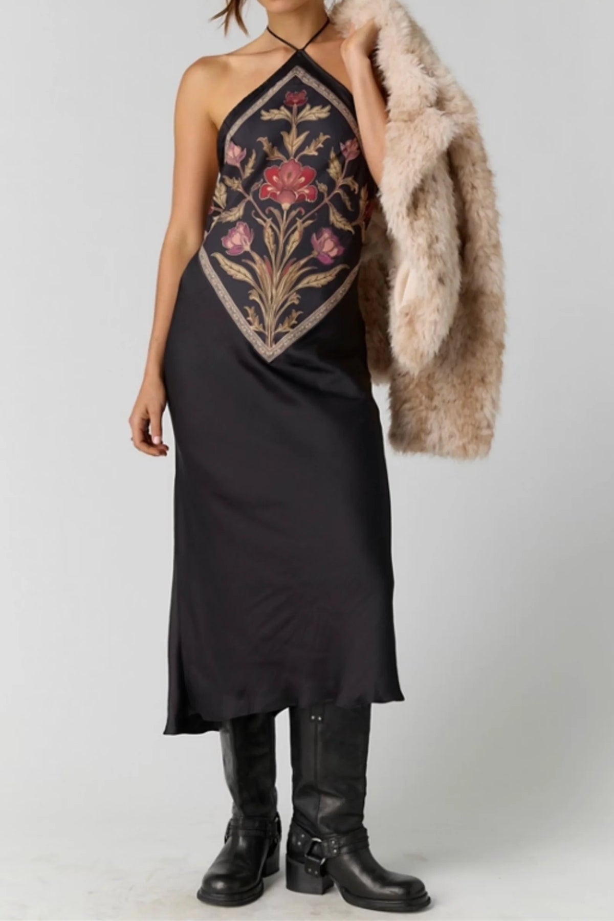 Citrine Midi Dress - Espresso Combo