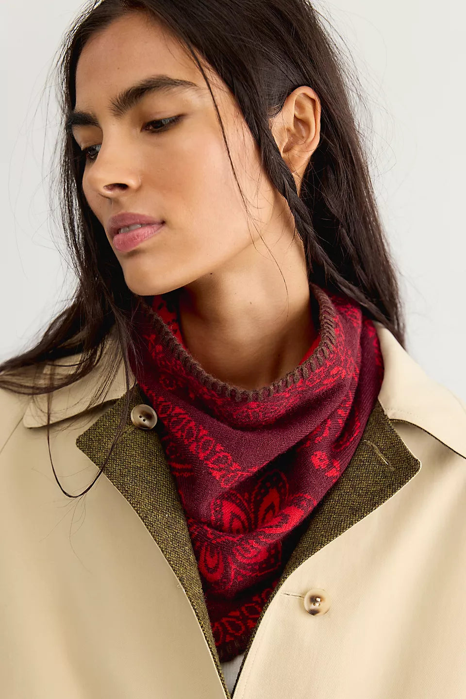 Carmen Knitted Triangle - Wine