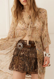 Damask Mini Skirt - Walnut Brown