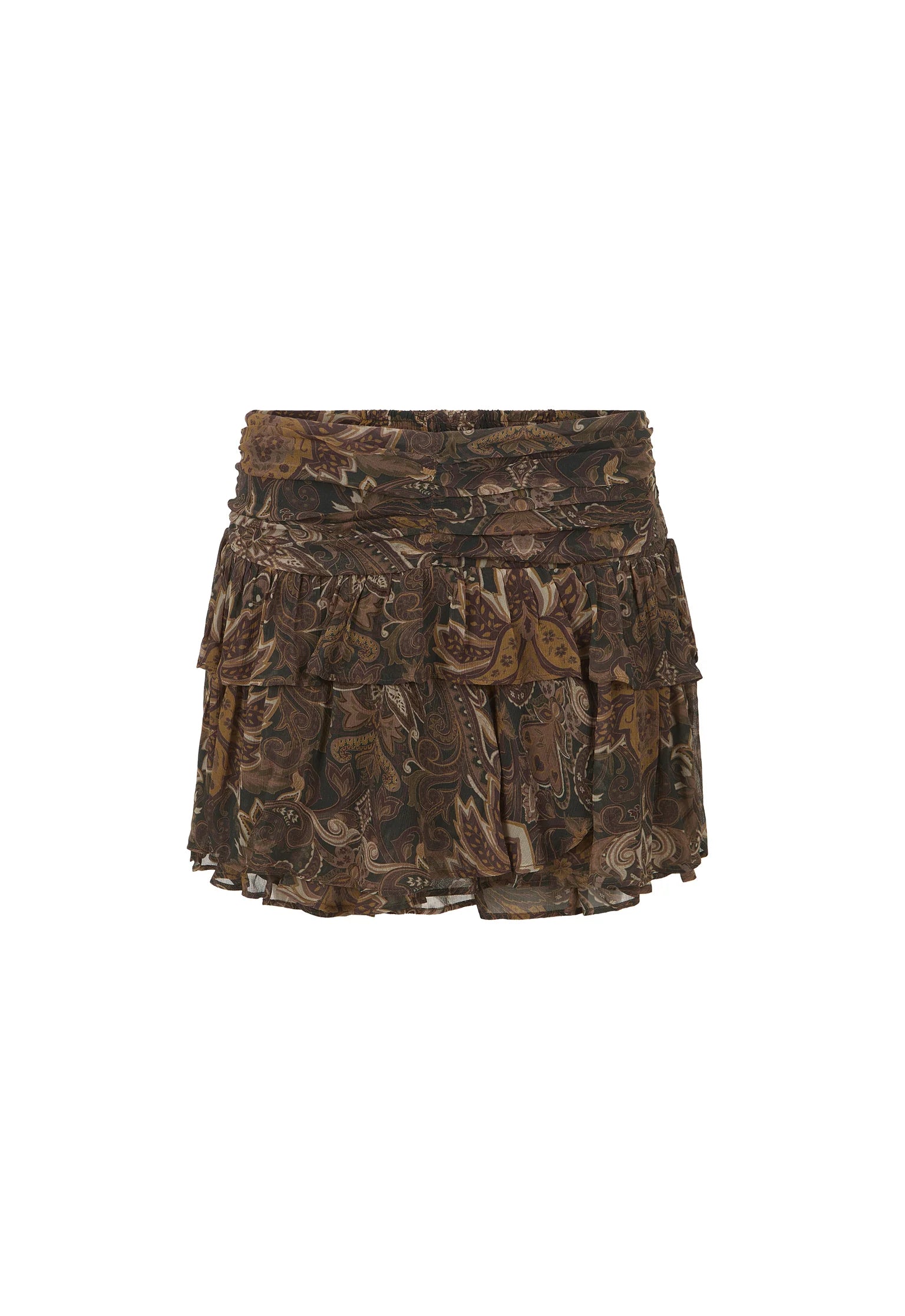 Damask Mini Skirt - Walnut Brown