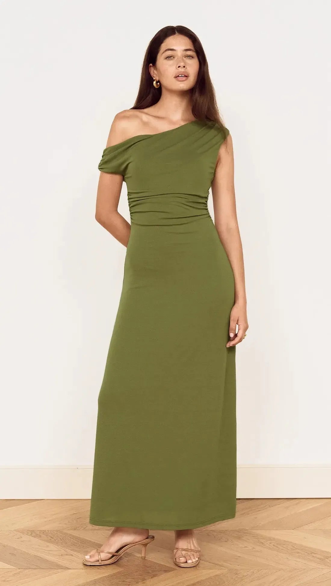 Aster Mesh Midi Dress - Khaki