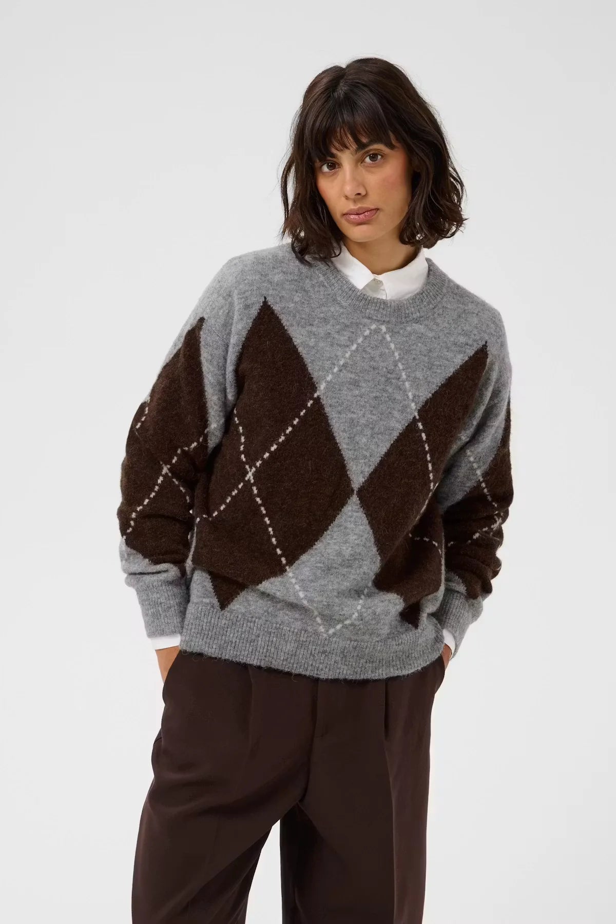 Sorayas Pullover - Brown & Grey Check