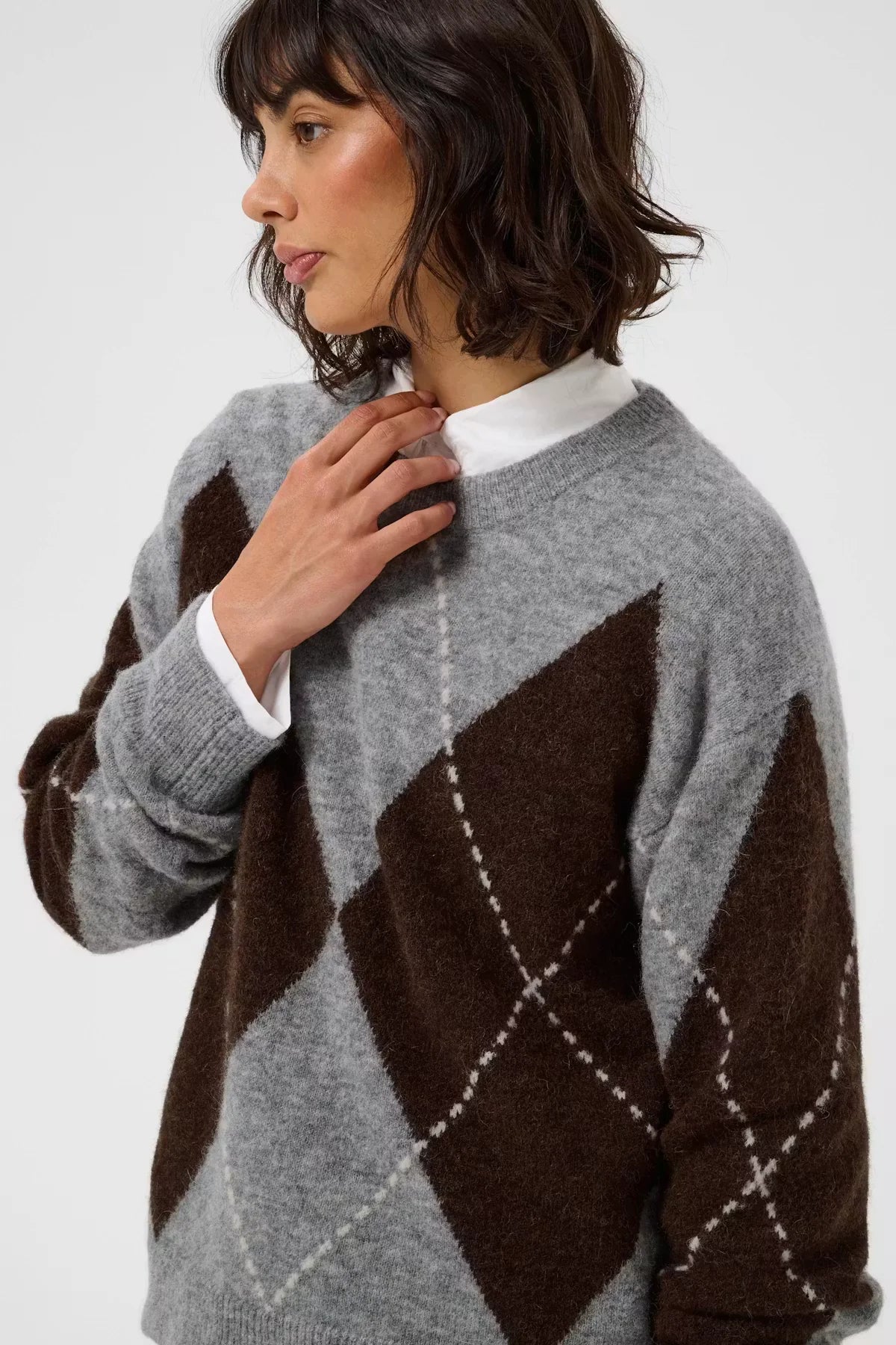Sorayas Pullover - Brown & Grey Check