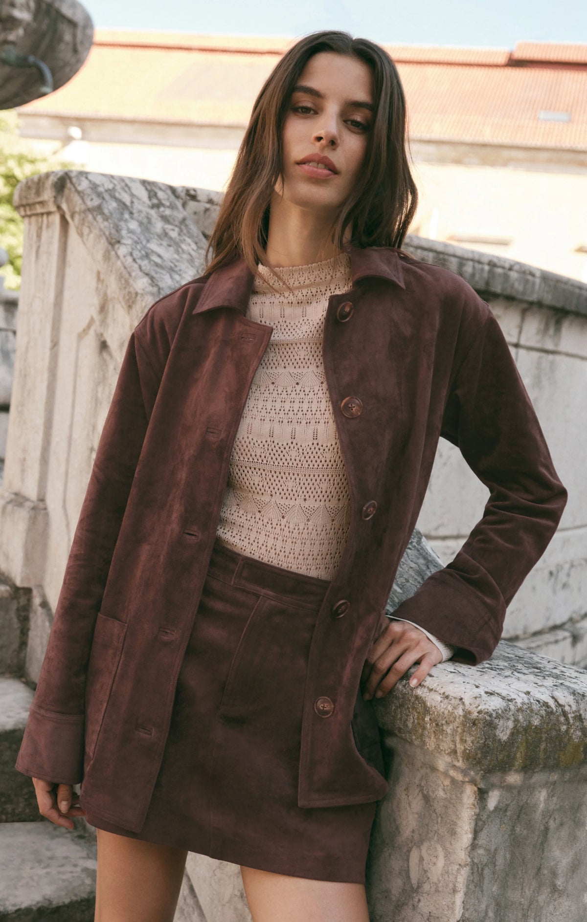 Perri Suede Mini Skirt - Dark Chocolate