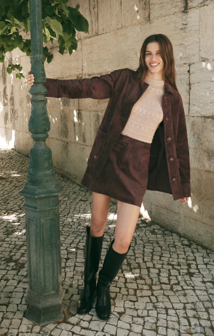 Perri Suede Mini Skirt - Dark Chocolate