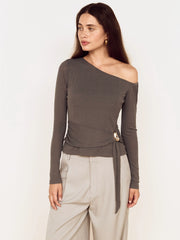 Lunar Tie Detail Top - Charcoal