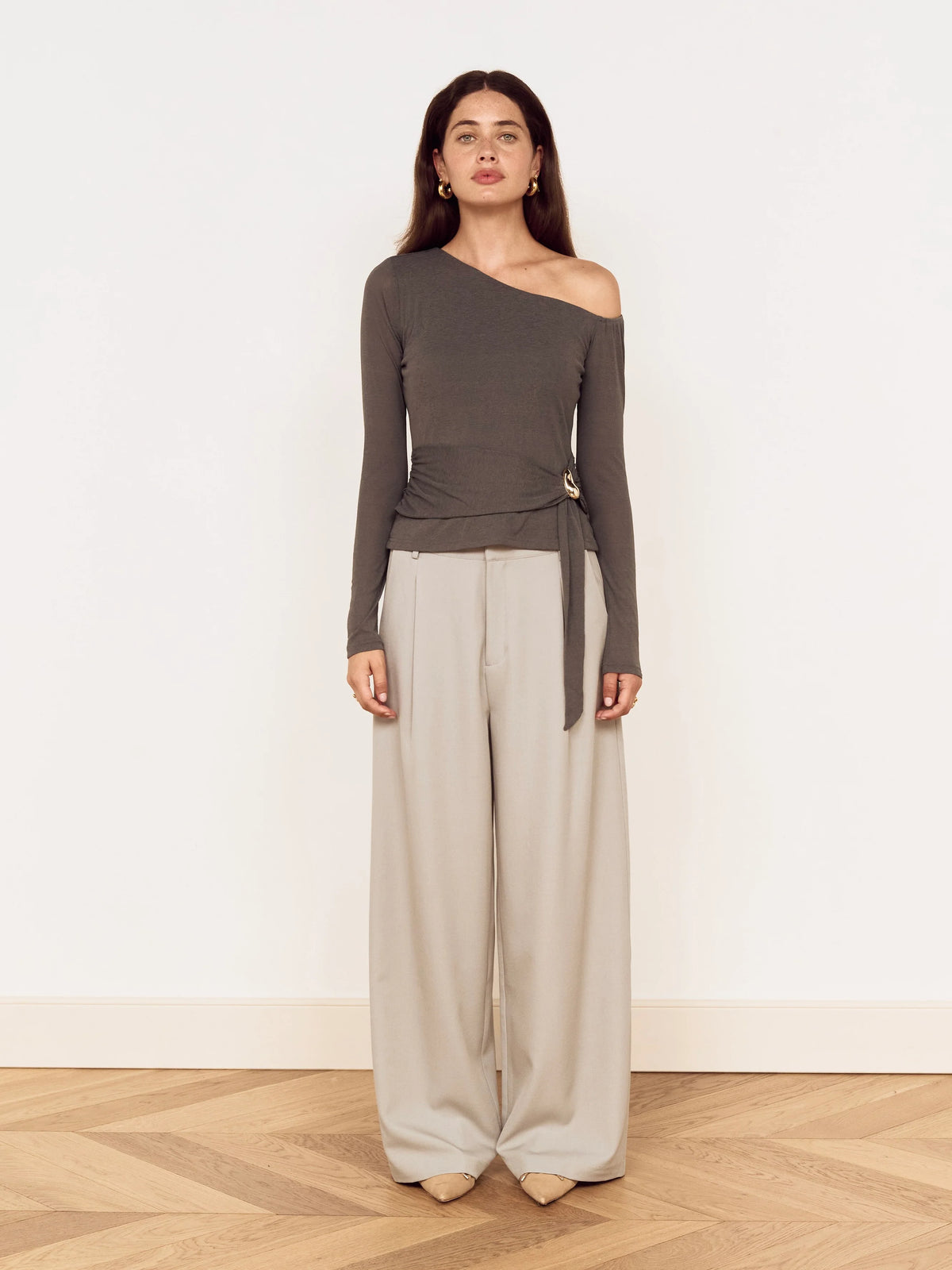 Lunar Tie Detail Top - Charcoal