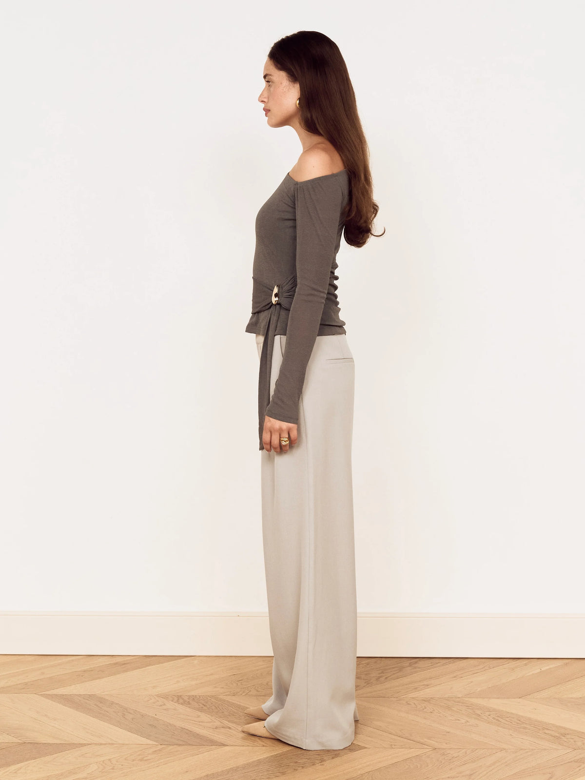 Lunar Tie Detail Top - Charcoal
