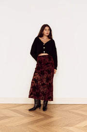 Anouk Velvet Midi Skirt - Chocolate