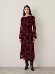 Anouk Velvet Midi Dress - Chocolate
