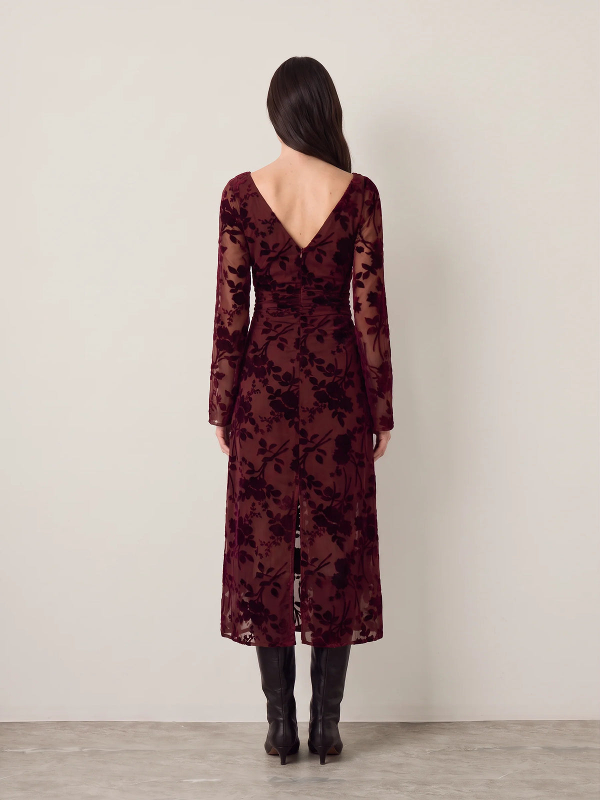 Anouk Velvet Midi Dress - Chocolate
