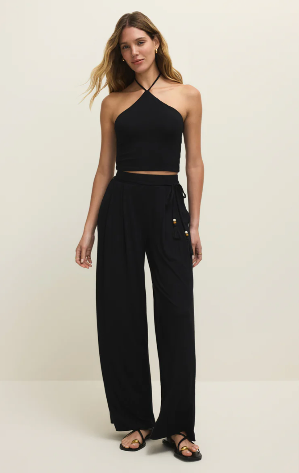 Lydia Wide Leg Pant - Black