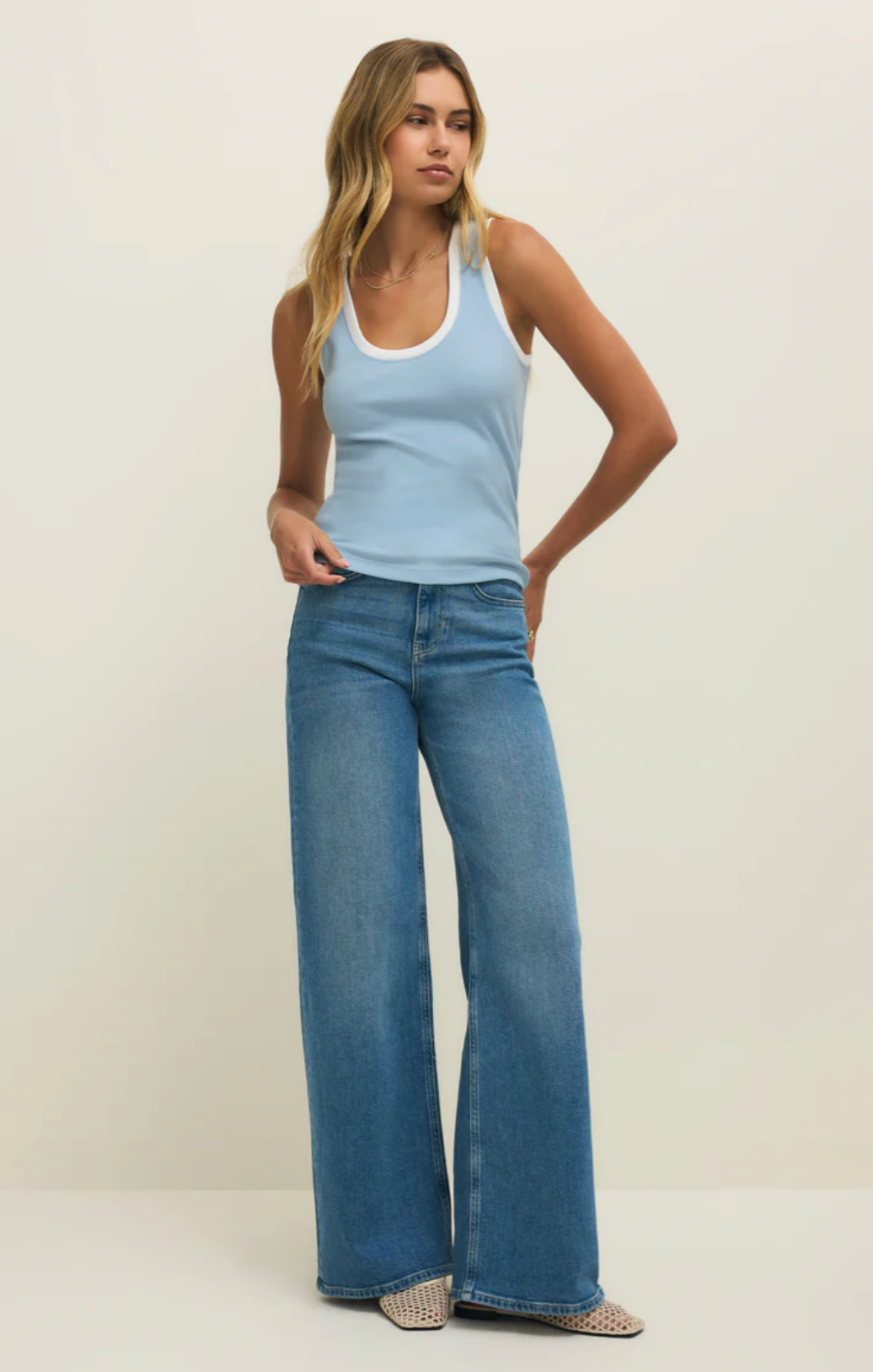 Sirena Colorblocked Rib Tank - Coast