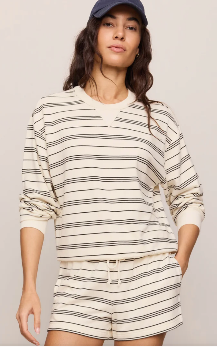 Stand Out Striped Sweatshirt - Cloud