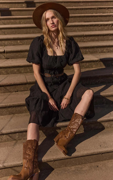 Amy Tiered Dress - Black