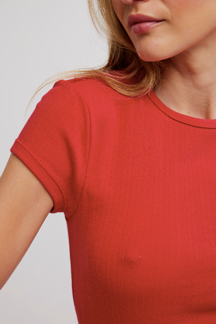 Wait A Minute Baby Tee - Lipstick Red