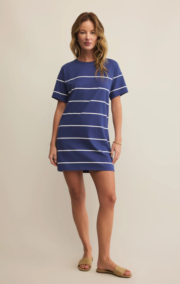 Sway Stripe Mini Dress- Yatch Blue
