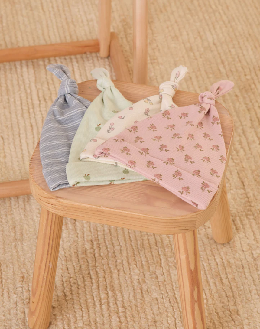 Knotted Baby Gown + Hat - Roses