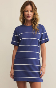 Sway Stripe Mini Dress- Yatch Blue