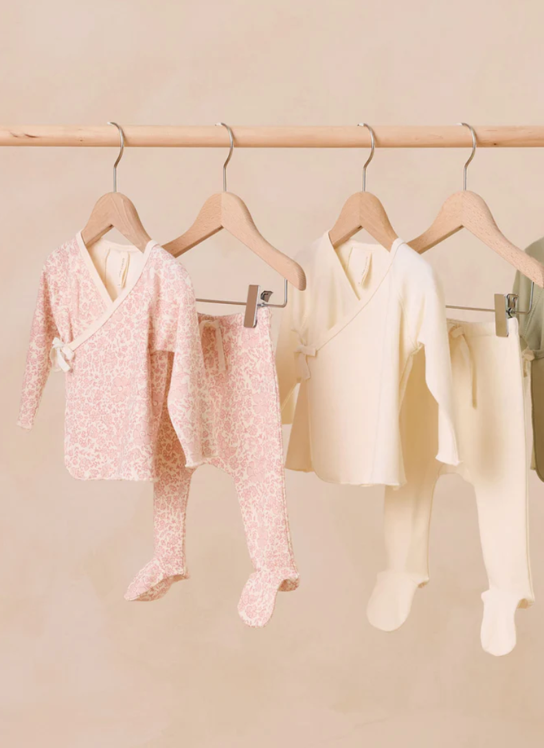 Wrap Top + Footed Pant Set || Ivory