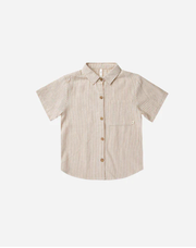 Collared Short Sleeve Shirt - Sand Stripe